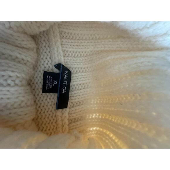 Nautica Cream Wool Blend Chunky Turtleneck SZ XL NWOT - Picture 3 of 3